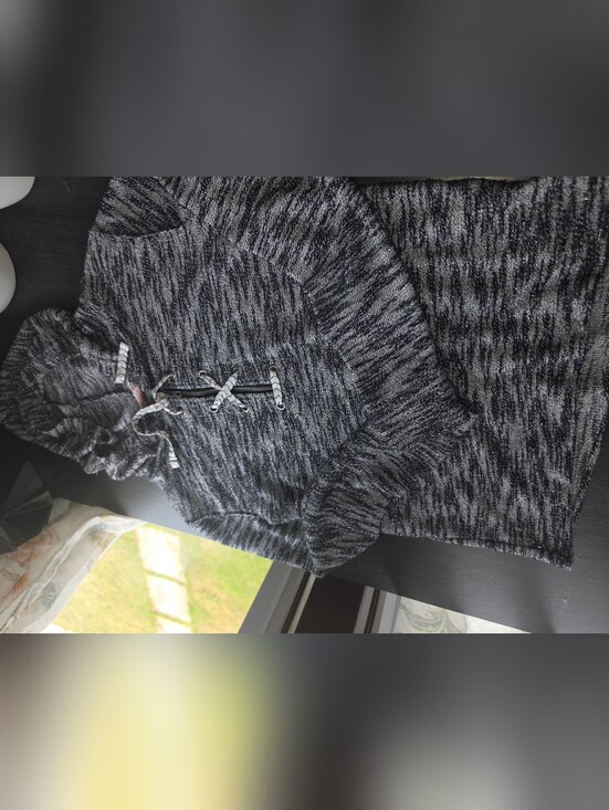 BKE Sweaters - BKE Lounge~ Gray and Black Marled Lace-Up Women’s Sweater